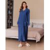 Ekouaer Women’s Flannel Robe Zipper Front Robes Full Length Bathrobe(S-XXL)(Dark Blue)