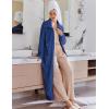 Ekouaer Women’s Flannel Robe Zipper Front Robes Full Length Bathrobe(S-XXL)(Dark Blue)