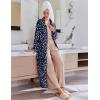 Ekouaer Women’s Flannel Robe Zipper Front Robes Full Length Bathrobe(S-XXL)(Dark Blue/White Stars)