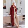 Ekouaer Women’s Flannel Robe Zipper Front Robes Full Length Bathrobe(S-XXL)(Dark Red)