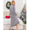 Ekouaer Women’s Flannel Robe Zipper Front Robes Full Length Bathrobe(S-XXL)(Grey)