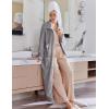 Ekouaer Women’s Flannel Robe Zipper Front Robes Full Length Bathrobe(S-XXL)(Grey)