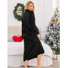 Ekouaer Women’s Flannel Robe Zipper Front Robes Full Length Bathrobe(S-XXL)(H-black)