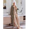 Ekouaer Women’s Flannel Robe Zipper Front Robes Full Length Bathrobe(S-XXL)(Khaki)