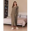 Ekouaer Women’s Flannel Robe Zipper Front Robes Full Length Bathrobe(S-XXL)(Khaki)