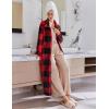 Ekouaer Women’s Flannel Robe Zipper Front Robes Full Length Bathrobe(S-XXL)(Red & Black Plaid)