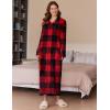 Ekouaer Women’s Flannel Robe Zipper Front Robes Full Length Bathrobe(S-XXL)(Red & Black Plaid)