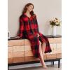 Ekouaer Women’s Flannel Robe Zipper Front Robes Full Length Bathrobe(S-XXL)(Red & Black Plaid)