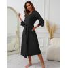 Ekouaer Women’s Knit Bathrobe Lace Kimono Robes with Pockets Full Length Lightweight Loungewear S-XXL(Black)