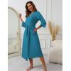 Ekouaer Women’s Knit Bathrobe Lace Kimono Robes with Pockets Full Length Lightweight Loungewear S-XXL(Blue Green)