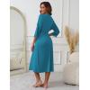 Ekouaer Women’s Knit Bathrobe Lace Kimono Robes with Pockets Full Length Lightweight Loungewear S-XXL(Blue Green)
