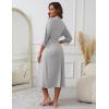 Ekouaer Women’s Knit Bathrobe Lace Kimono Robes with Pockets Full Length Lightweight Loungewear S-XXL(Light Gray)
