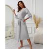 Ekouaer Women’s Knit Bathrobe Lace Kimono Robes with Pockets Full Length Lightweight Loungewear S-XXL(Light Gray)