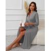 Ekouaer Women’s Knit Bathrobe Lace Kimono Robes with Pockets Full Length Lightweight Loungewear S-XXL(Medium Gray)