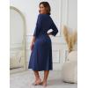 Ekouaer Women’s Knit Bathrobe Lace Kimono Robes with Pockets Full Length Lightweight Loungewear S-XXL(Navy Blue)