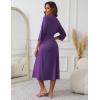 Ekouaer Women’s Knit Bathrobe Lace Kimono Robes with Pockets Full Length Lightweight Loungewear S-XXL(Purple)