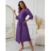 Ekouaer Women’s Knit Bathrobe Lace Kimono Robes with Pockets Full Length Lightweight Loungewear S-XXL(Purple)
