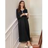 Ekouaer Women’s Long Sleeve Nightgown Full Length Sleepwear Long Sleepshirts Henley Sleep Dress S-4XL(A-a-black)