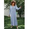 Ekouaer Women’s Long Sleeve Nightgown Full Length Sleepwear Long Sleepshirts Henley Sleep Dress S-4XL(A_a_blue Florals)