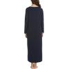 Ekouaer Women’s Long Sleeve Nightgown Full Length Sleepwear Long Sleepshirts Henley Sleep Dress S-4XL(A-a-navy Blue)