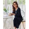 Ekouaer Women’s Long Sleeve Nightgown Full Length Sleepwear Long Sleepshirts Henley Sleep Dress S-4XL(A-a-navy Blue)