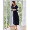 Ekouaer Women’s Long Sleeve Nightgown Full Length Sleepwear Long Sleepshirts Henley Sleep Dress S-4XL(A-a-navy Blue)