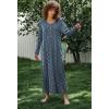 Ekouaer Women’s Long Sleeve Nightgown Full Length Sleepwear Long Sleepshirts Henley Sleep Dress S-4XL(A_a_navy Flowers)