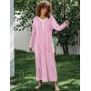 Ekouaer Women’s Long Sleeve Nightgown Full Length Sleepwear Long Sleepshirts Henley Sleep Dress S-4XL(A_a_pink Florals)