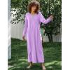 Ekouaer Women’s Long Sleeve Nightgown Full Length Sleepwear Long Sleepshirts Henley Sleep Dress S-4XL(A-a-purple)