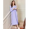 Ekouaer Women’s Long Sleeve Nightgown Full Length Sleepwear Long Sleepshirts Henley Sleep Dress S-4XL(A_a_purple Flowers)