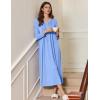 Ekouaer Women’s Long Sleeve Nightgown Full Length Sleepwear Long Sleepshirts Henley Sleep Dress S-4XL(A-a-sky Blue)