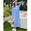 Ekouaer Women’s Long Sleeve Nightgown Full Length Sleepwear Long Sleepshirts Henley Sleep Dress S-4XL(A-a-sky Blue)