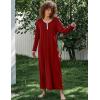 Ekouaer Women’s Long Sleeve Nightgown Full Length Sleepwear Long Sleepshirts Henley Sleep Dress S-4XL(A-a-wine Red)