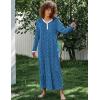 Ekouaer Women’s Long Sleeve Nightgown Full Length Sleepwear Long Sleepshirts Henley Sleep Dress S-4XL(A_blue Dog Footprints)