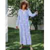 Ekouaer Women’s Long Sleeve Nightgown Full Length Sleepwear Long Sleepshirts Henley Sleep Dress S-4XL(A_blue Pigeon)