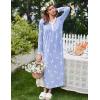 Ekouaer Women’s Long Sleeve Nightgown Full Length Sleepwear Long Sleepshirts Henley Sleep Dress S-4XL(A_blue Pigeon)