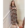 Ekouaer Women’s Long Sleeve Nightgown Full Length Sleepwear Long Sleepshirts Henley Sleep Dress S-4XL(A_brown Leopard Print)