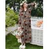 Ekouaer Women’s Long Sleeve Nightgown Full Length Sleepwear Long Sleepshirts Henley Sleep Dress S-4XL(A_brown Leopard Print)