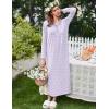 Ekouaer Women’s Long Sleeve Nightgown Full Length Sleepwear Long Sleepshirts Henley Sleep Dress S-4XL(A_purple Leaf)