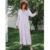 Ekouaer Women’s Long Sleeve Nightgown Full Length Sleepwear Long Sleepshirts Henley Sleep Dress S-4XL(A_purple Leaf)