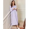 Ekouaer Women’s Long Sleeve Nightgown Full Length Sleepwear Long Sleepshirts Henley Sleep Dress S-4XL(A_purple Leaf)