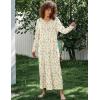 Ekouaer Women’s Long Sleeve Nightgown Full Length Sleepwear Long Sleepshirts Henley Sleep Dress S-4XL(A_white Flowers)