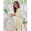 Ekouaer Women’s Long Sleeve Nightgown Full Length Sleepwear Long Sleepshirts Henley Sleep Dress S-4XL(A_white Flowers)
