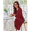 Ekouaer Women’s Long Sleeve Nightgown Full Length Sleepwear Long Sleepshirts Henley Sleep Dress S-4XL(B-b-red-black Grid)