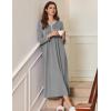 Ekouaer Women’s Long Sleeve Nightgown Full Length Sleepwear Long Sleepshirts Henley Sleep Dress S-4XL(B_dark Grey)