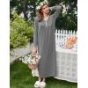 Ekouaer Women’s Long Sleeve Nightgown Full Length Sleepwear Long Sleepshirts Henley Sleep Dress S-4XL(B_dark Grey)