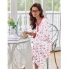 Ekouaer Women’s Long Sleeve Nightgown Full Length Sleepwear Long Sleepshirts Henley Sleep Dress S-4XL(Big Pink Flower)