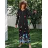 Ekouaer Women’s Long Sleeve Nightgown Full Length Sleepwear Long Sleepshirts Henley Sleep Dress S-4XL(Black Butterfly)