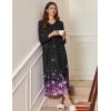 Ekouaer Women’s Long Sleeve Nightgown Full Length Sleepwear Long Sleepshirts Henley Sleep Dress S-4XL(Black Sakura)