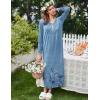 Ekouaer Women’s Long Sleeve Nightgown Full Length Sleepwear Long Sleepshirts Henley Sleep Dress S-4XL(Blue Ink Flower)